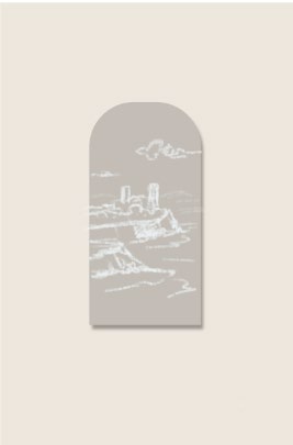 Esquisse de paysage méditerranéen sur toile blanche en arche