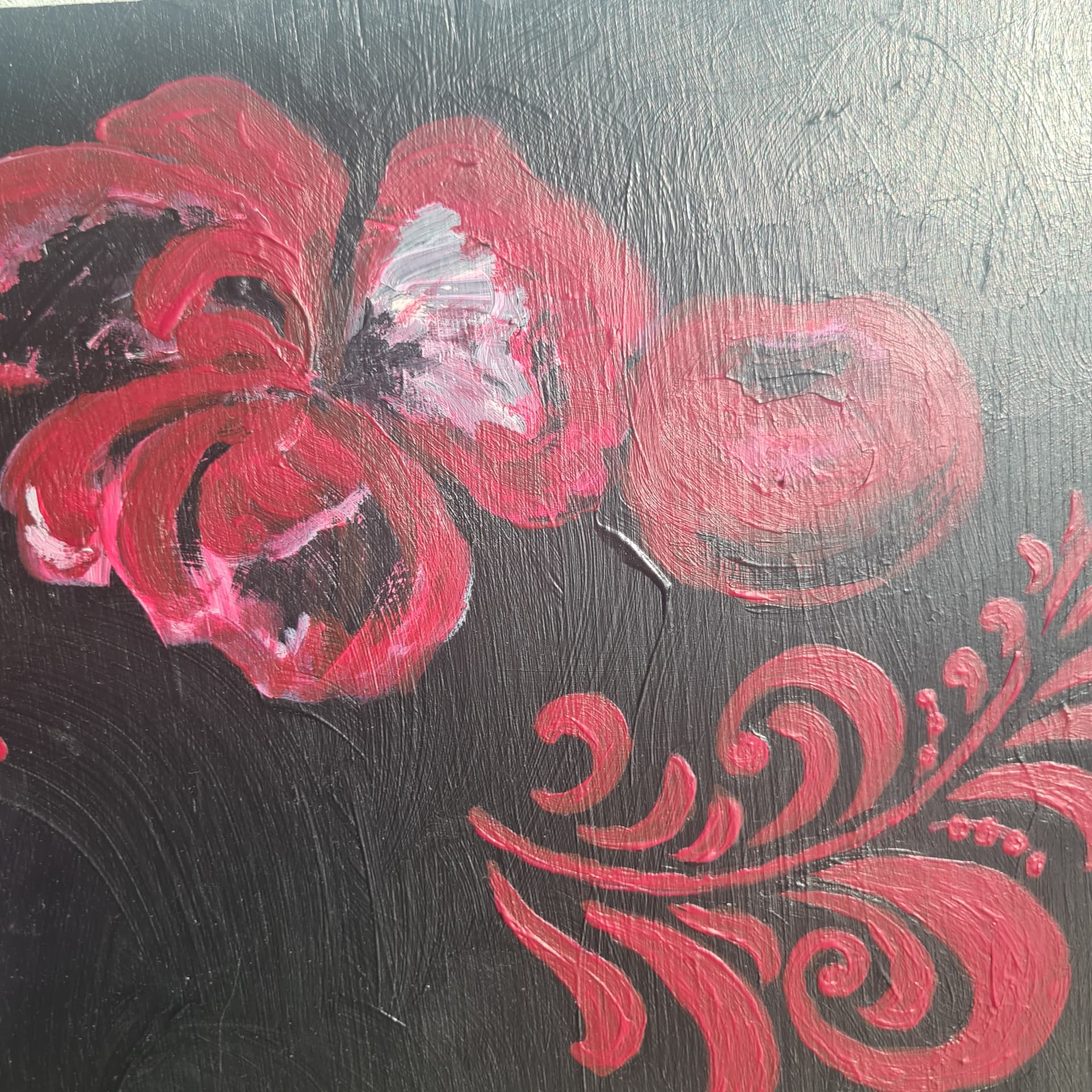 Détail — les pivoines et le rinceau
