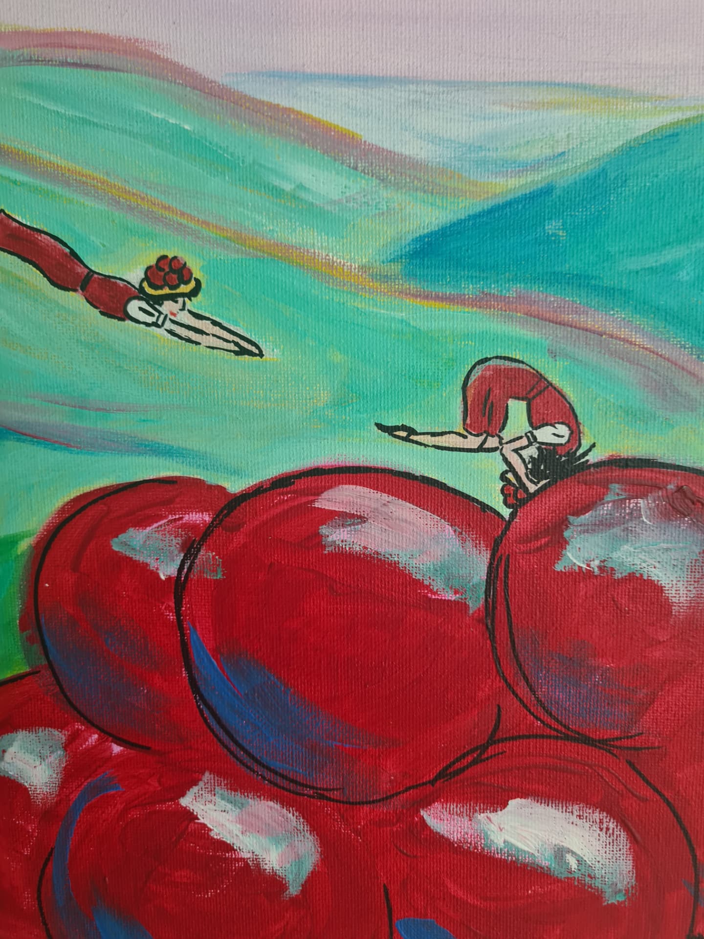 Détail — l'acrobate au-dessus des cerises