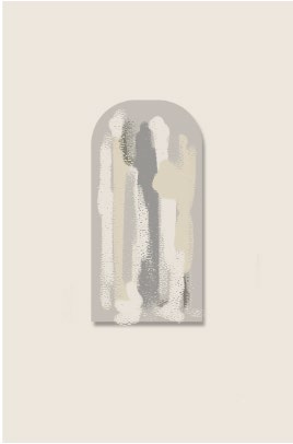 Esquisse de traits verticaux abstraits sur toile blanche en arche