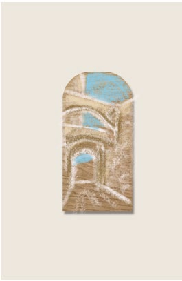Détail d'esquisse architecturale sur panneau de bois recyclé