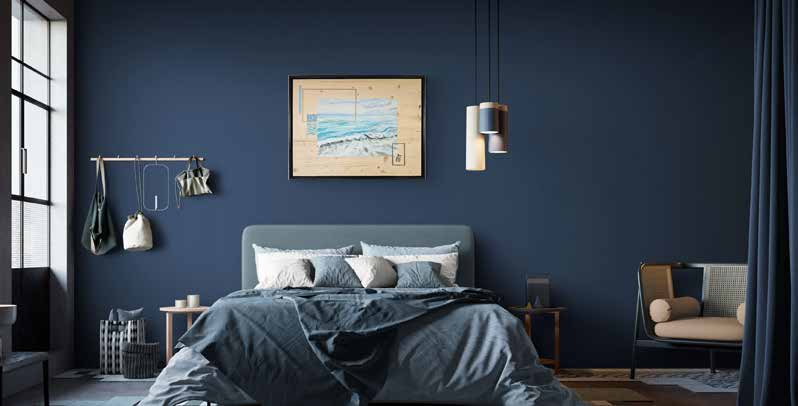 Mise en situation — chambre bleu nuit